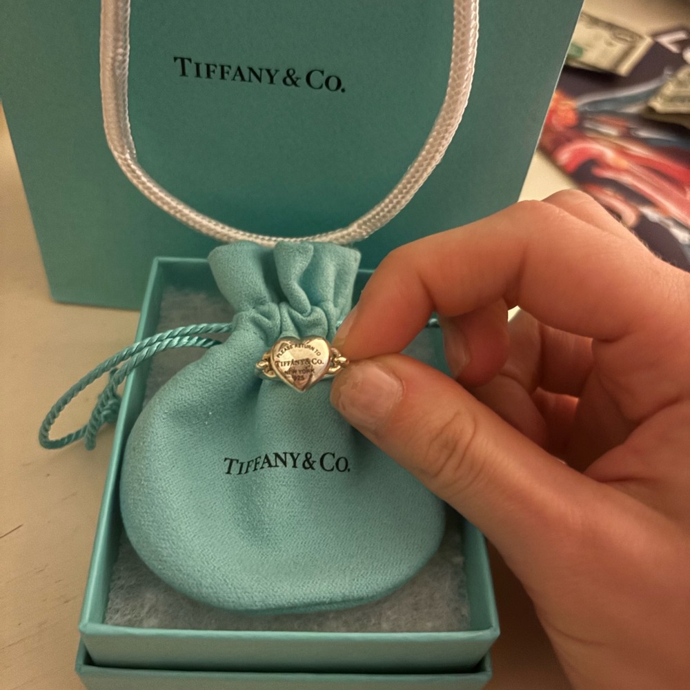 Tiffany & Co. Silver Heart Charm Ring